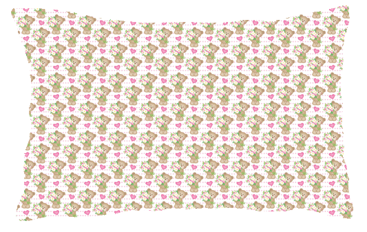Teddy Bears, Flowers and Hearts Pillowcase - FREE POSTAGE